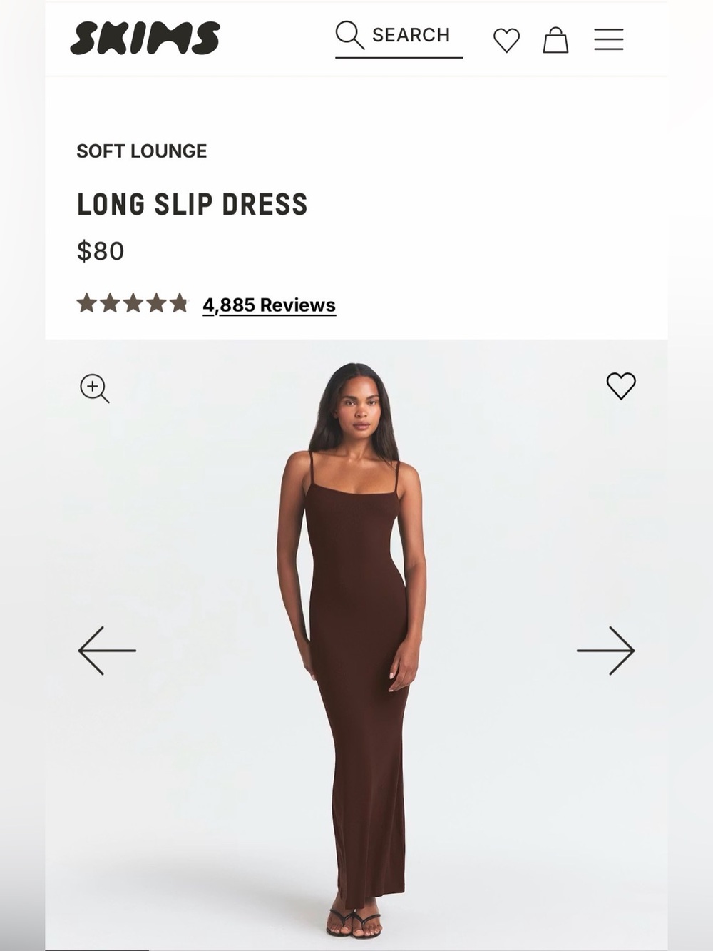 Skims Long Slip Dress - Chocolate Brown